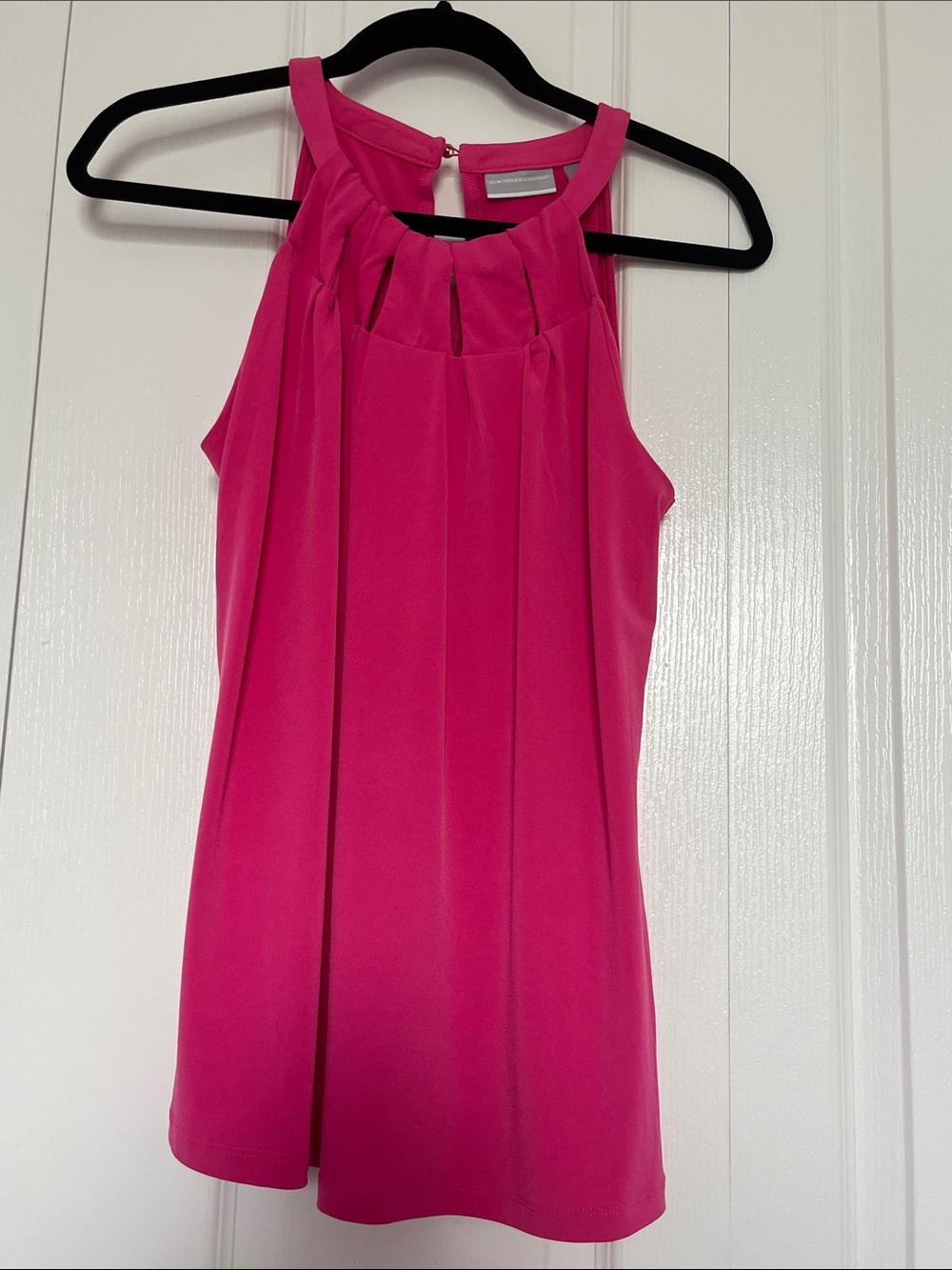 New York & Company Hot Pink Pleated Halter Camisole